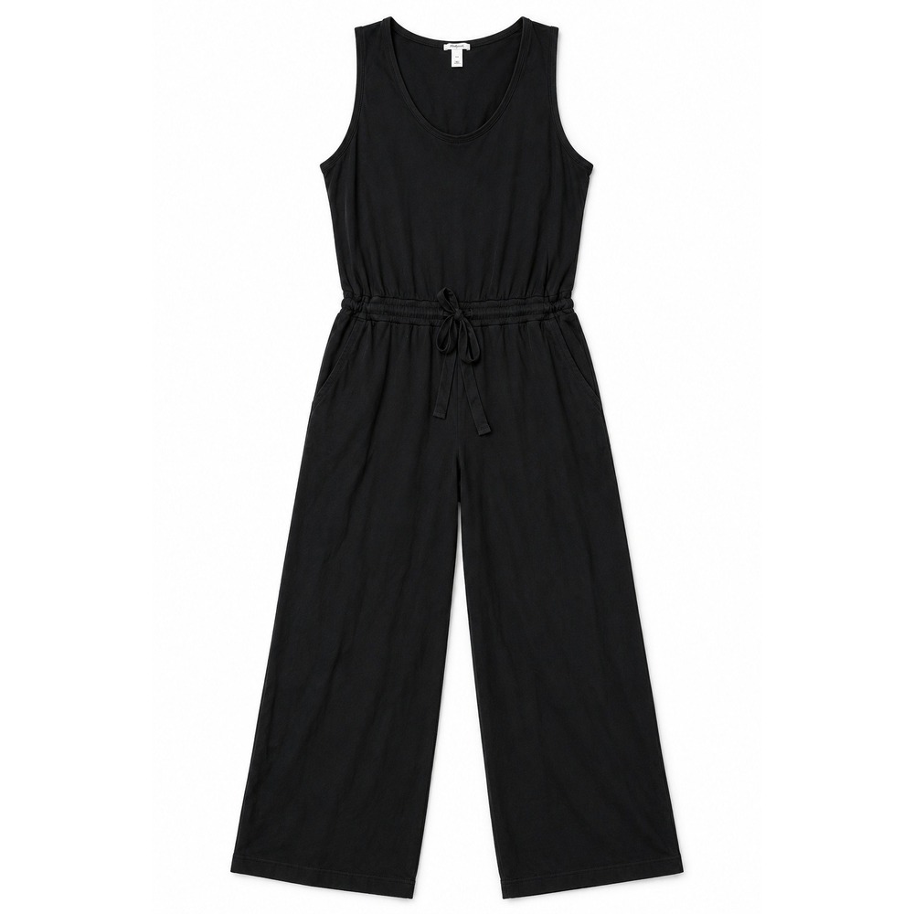 Daily Ritual Black Sleeveless Wide Leg Jumpsuit XXL Drawstring Waist Pockets